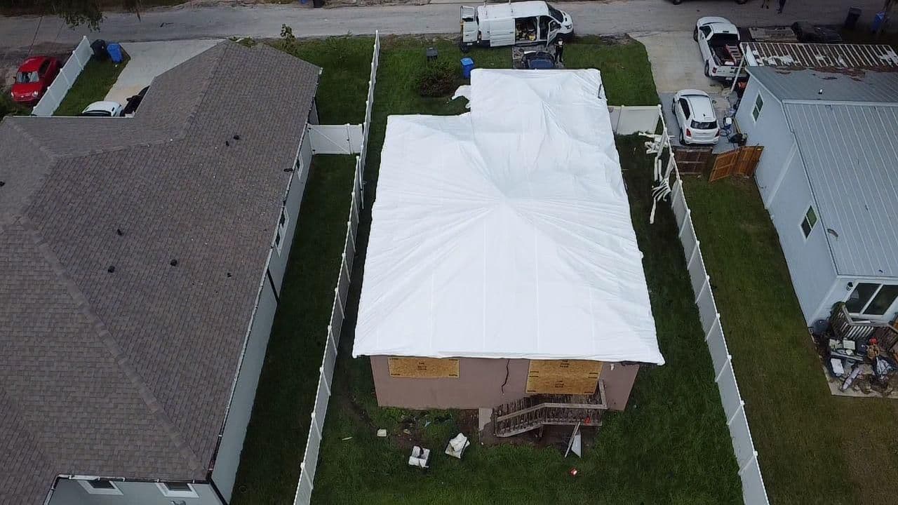 Emergency tarp installation